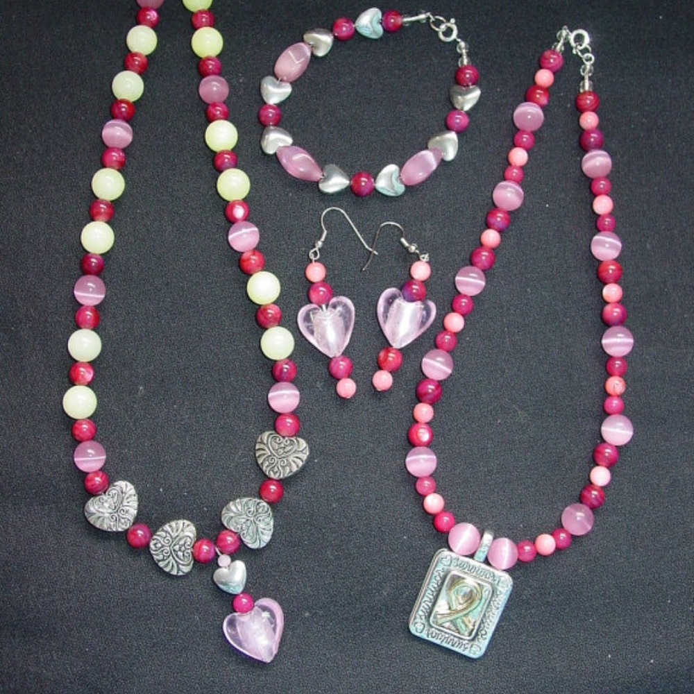 Pink Breast Cancer Awareness Survivor Jewelry Set